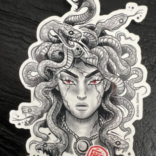 Sticker Gorgone medusa tatoueur strasbourg fabien tattoos