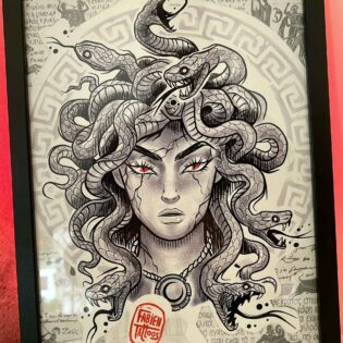 Medusa illustration encadrée Fabien Tattoo illustrateur tatoueur strasbourg