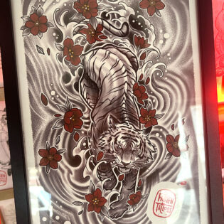 Encadré tableau tigre japonais tatoueur strasbourg fabien tattoos