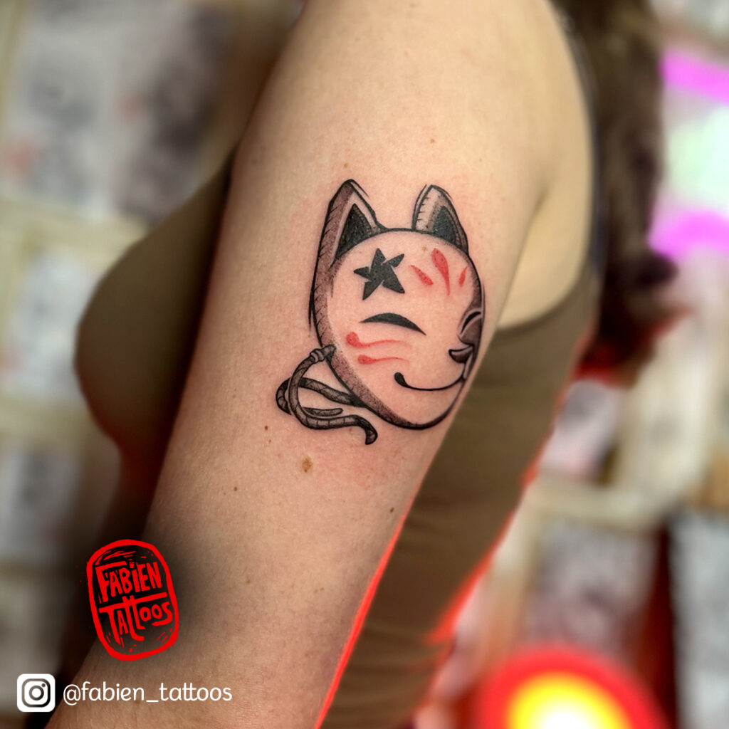 Tatouage Japonais Masque Renard kitsune tatoueur strasbourg Fabien Tattoos