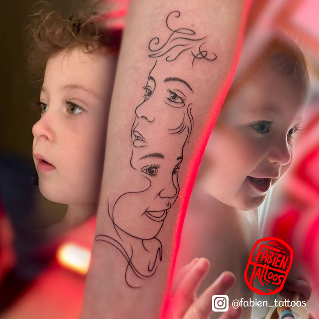 Tatouage line art enfants strasbourg tatoueur fine line fabien tattoos