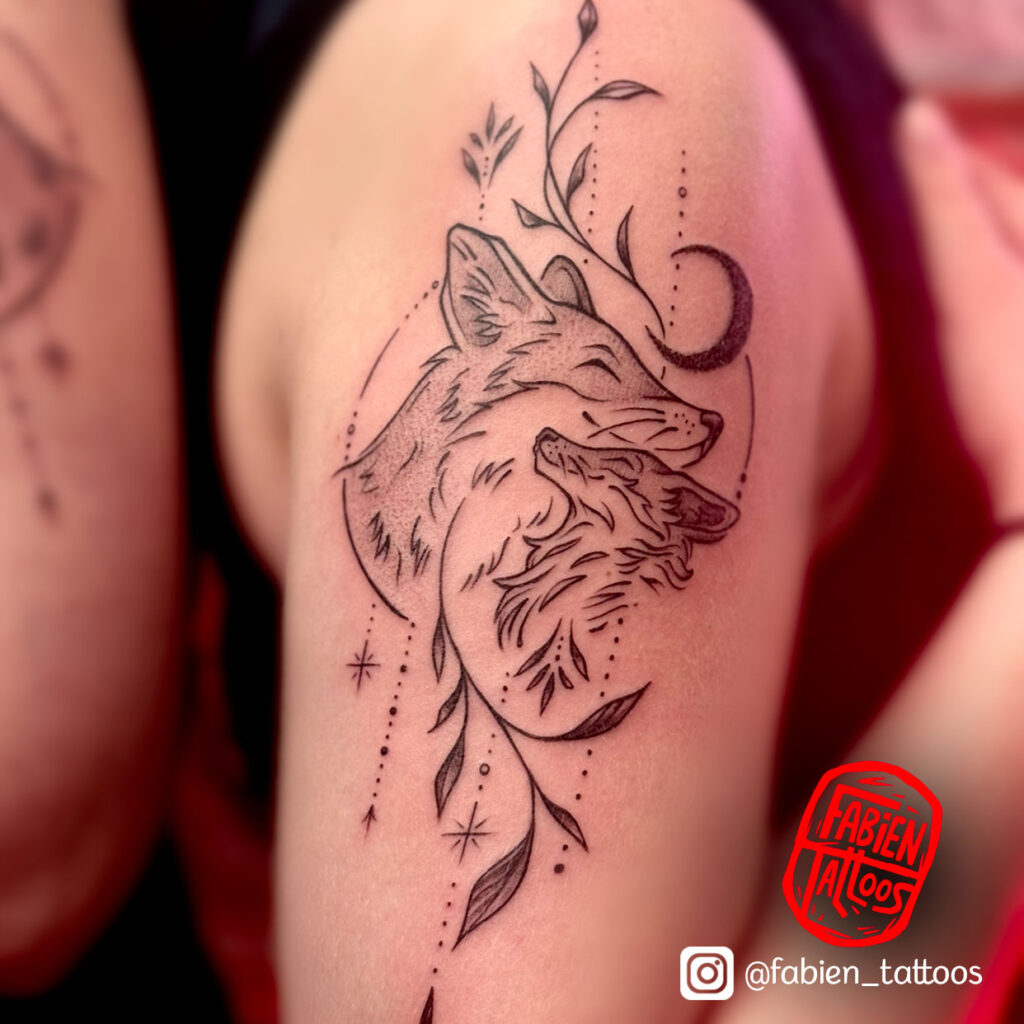Tatoueur Lignes fines Strasbourg Loup Floral Fabien Tattoos