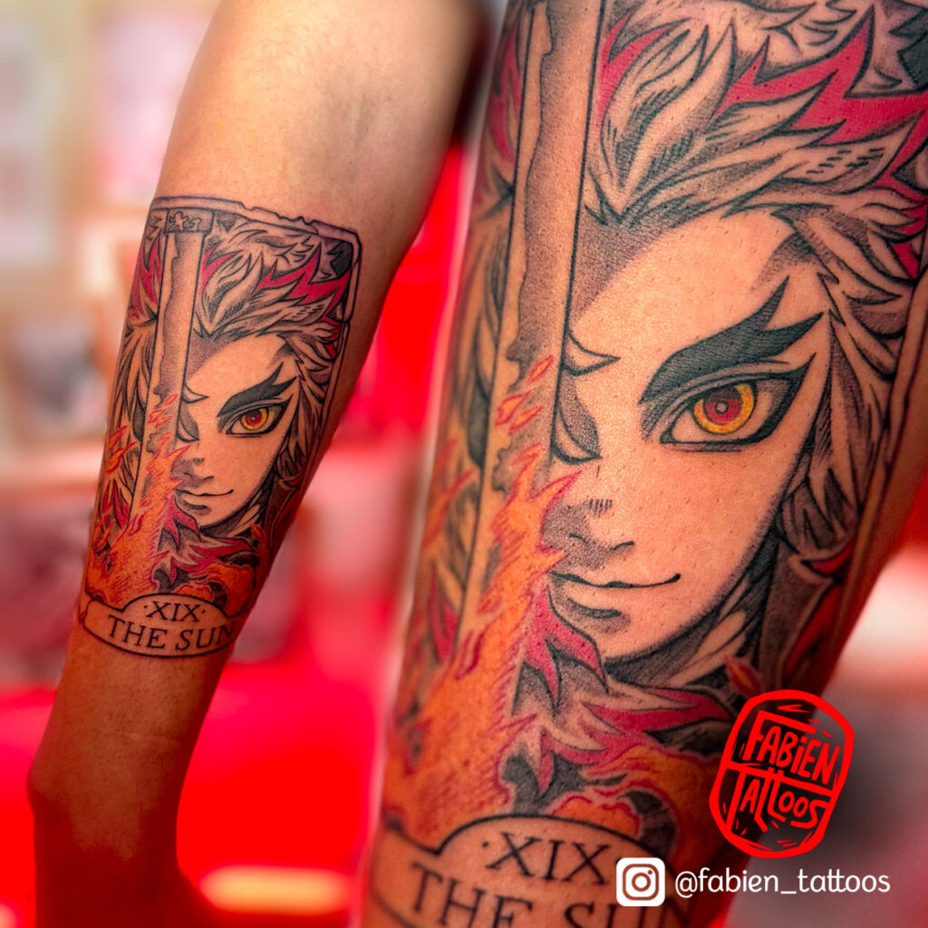 Tatouage Rengoku Demon Slayer Tatoueur Manga Strasbourg Fabien Tattoos