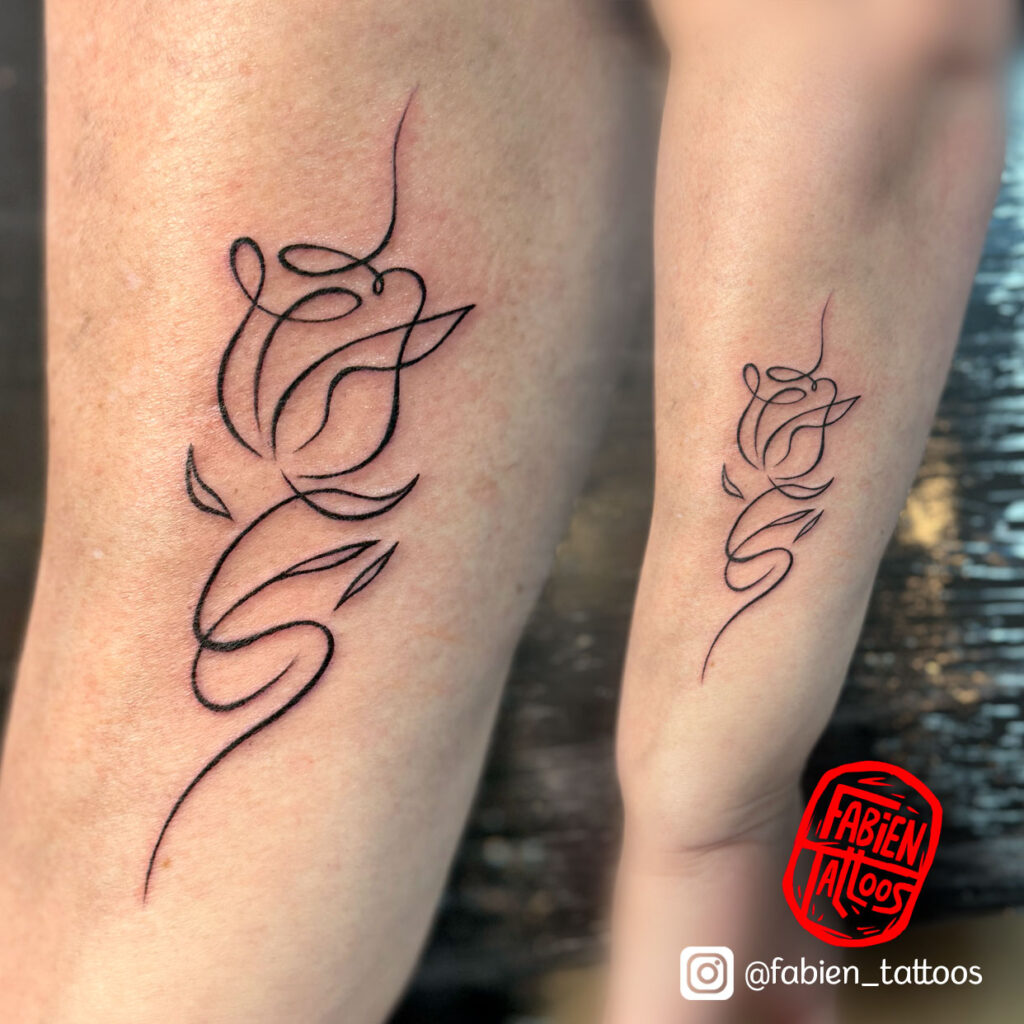 Tatouage Rose Line Art Tatoueur Lignes Fines Strasbourg Fabien Tattoos