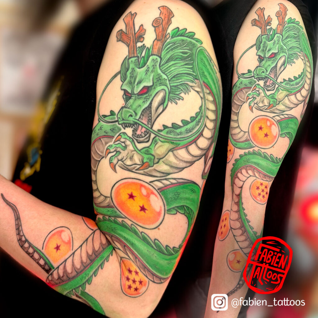Tatouage Shenron Couleur Dragon Ball Tatoueur Manga Strasbourg Fabien Tattoos