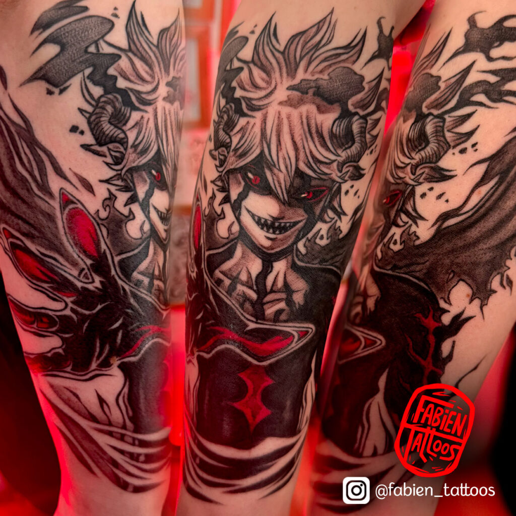 tatouage asta black clover tatoueur manga strasbourg fabien tattoos