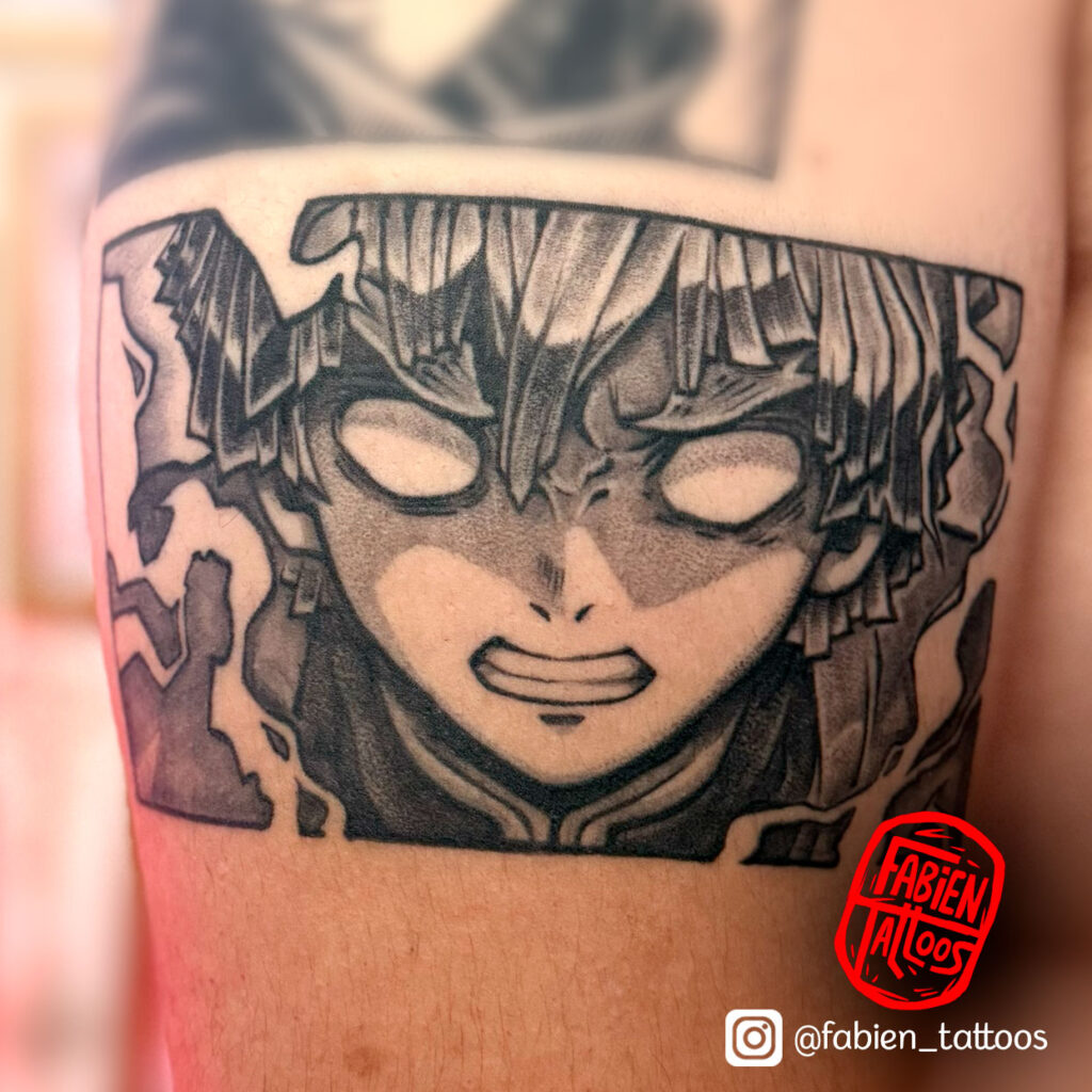 Tatouage Zenitsu Demon Slayer Tatoueur Manga Strasbourg Fabien Tattoos