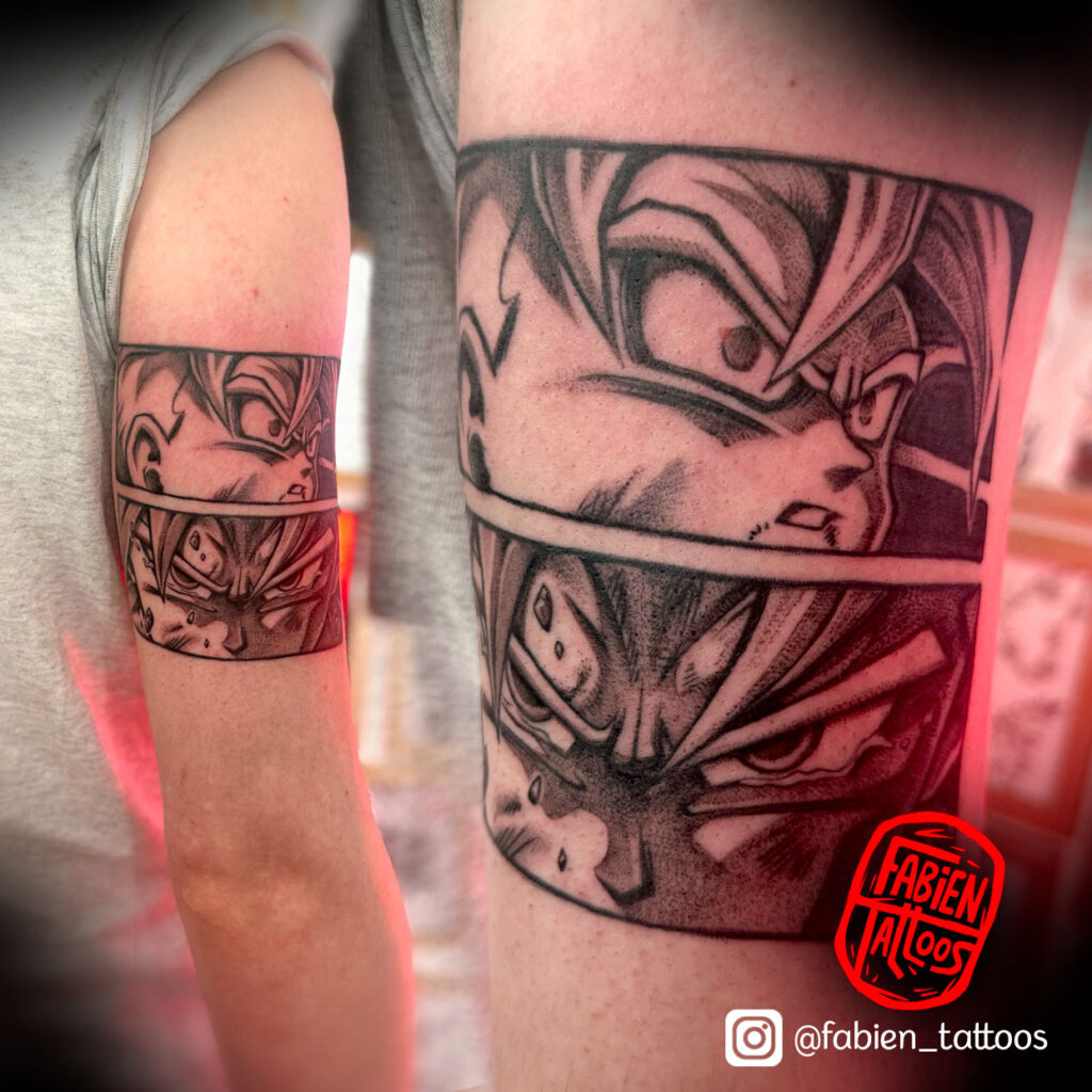 Tatouage dragon ball sangohan tatoueur manga strasbourg fabien tattoos